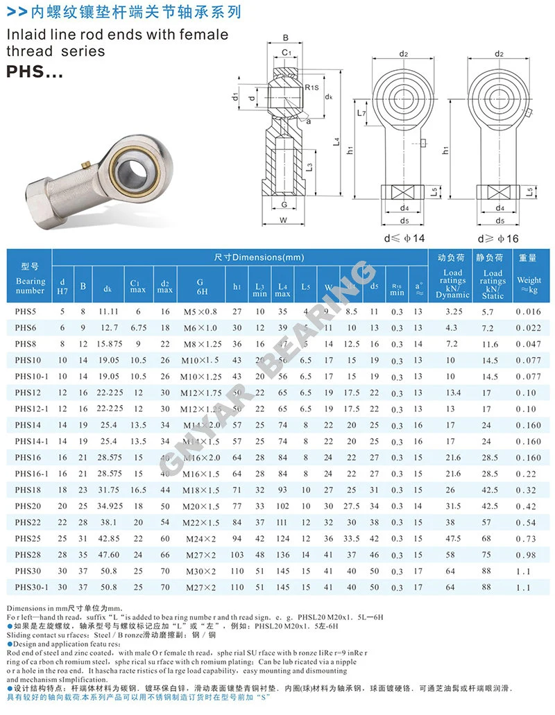 Stainless Steel Ball Joint Rod End Bearing